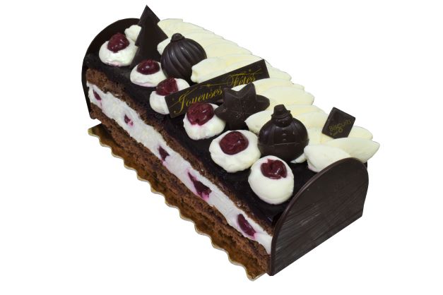Bûche griottes-choco (non alcoolisée)
